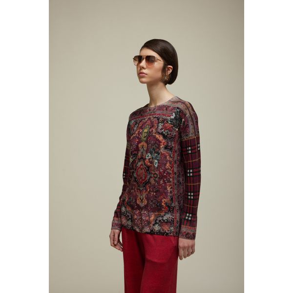 Boatneck oversized Pull with Carpet print double use