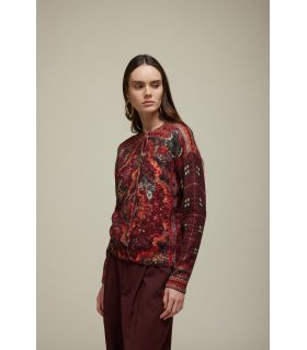 High neck jacket with Carpet print Double use