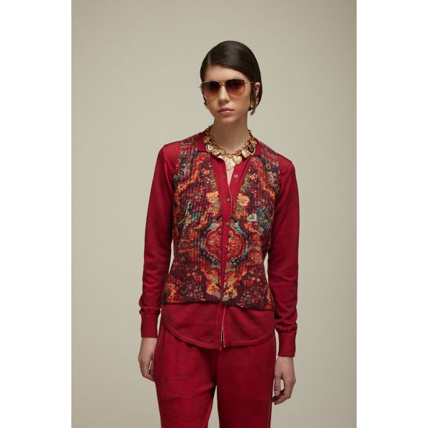 V neck vest with Carpet print