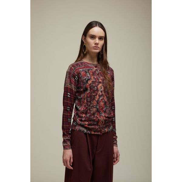 Cardigan with Carpet print double use