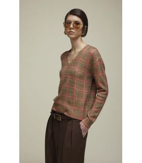 Oversized V neck pull with Glen check pattern