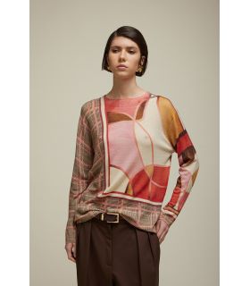 Oversized Crewneck sweater with Glen check print double use