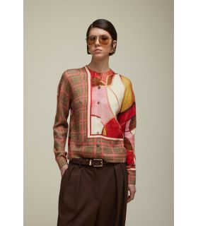 High neck Jacket with Glen check pattern double use