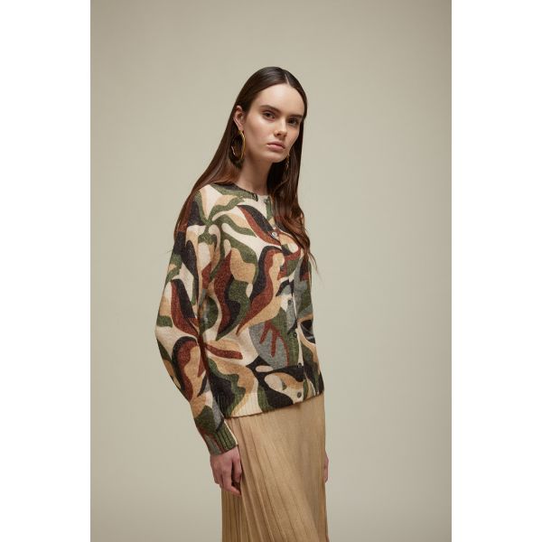 High neck jacket with Camouflage print