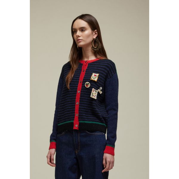 Multicolor Cardigan with Applications Double use