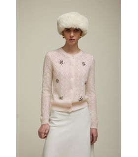 Openwork Cardigan with rhinestones applications