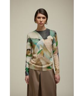 Crewneck pull with Abstract print double use