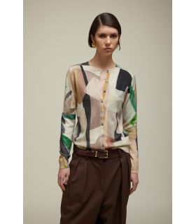 Tricot cardigan with Abstract design double use