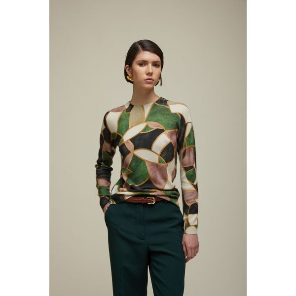 Crewneck sweater with Mosaic print