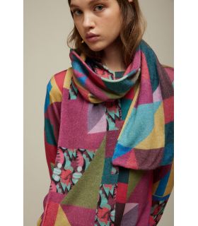 Scarf with Patch & Flower print