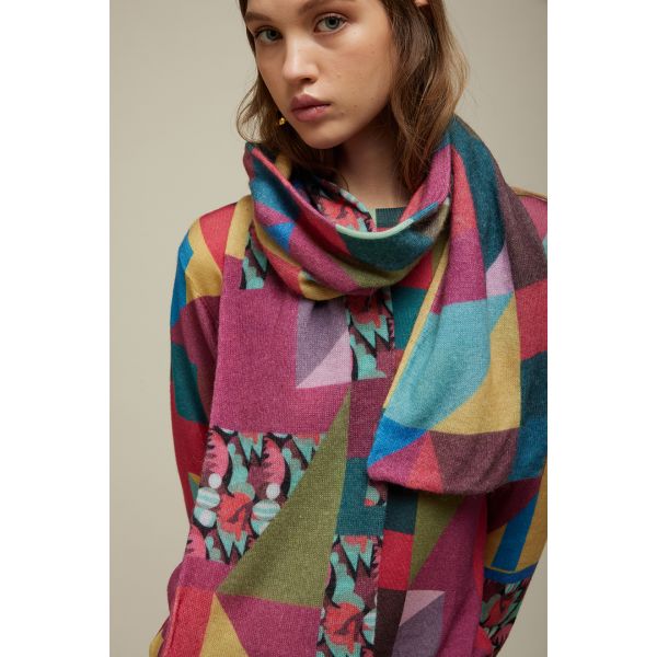 Scarf with Patch & Flower print