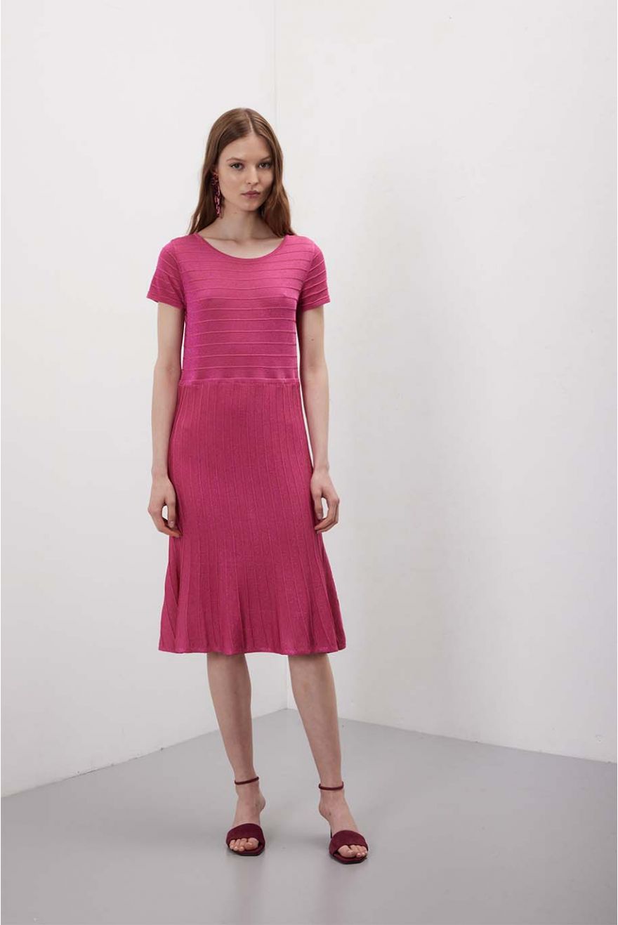 Abito mezza manica plissé fantasia Unita