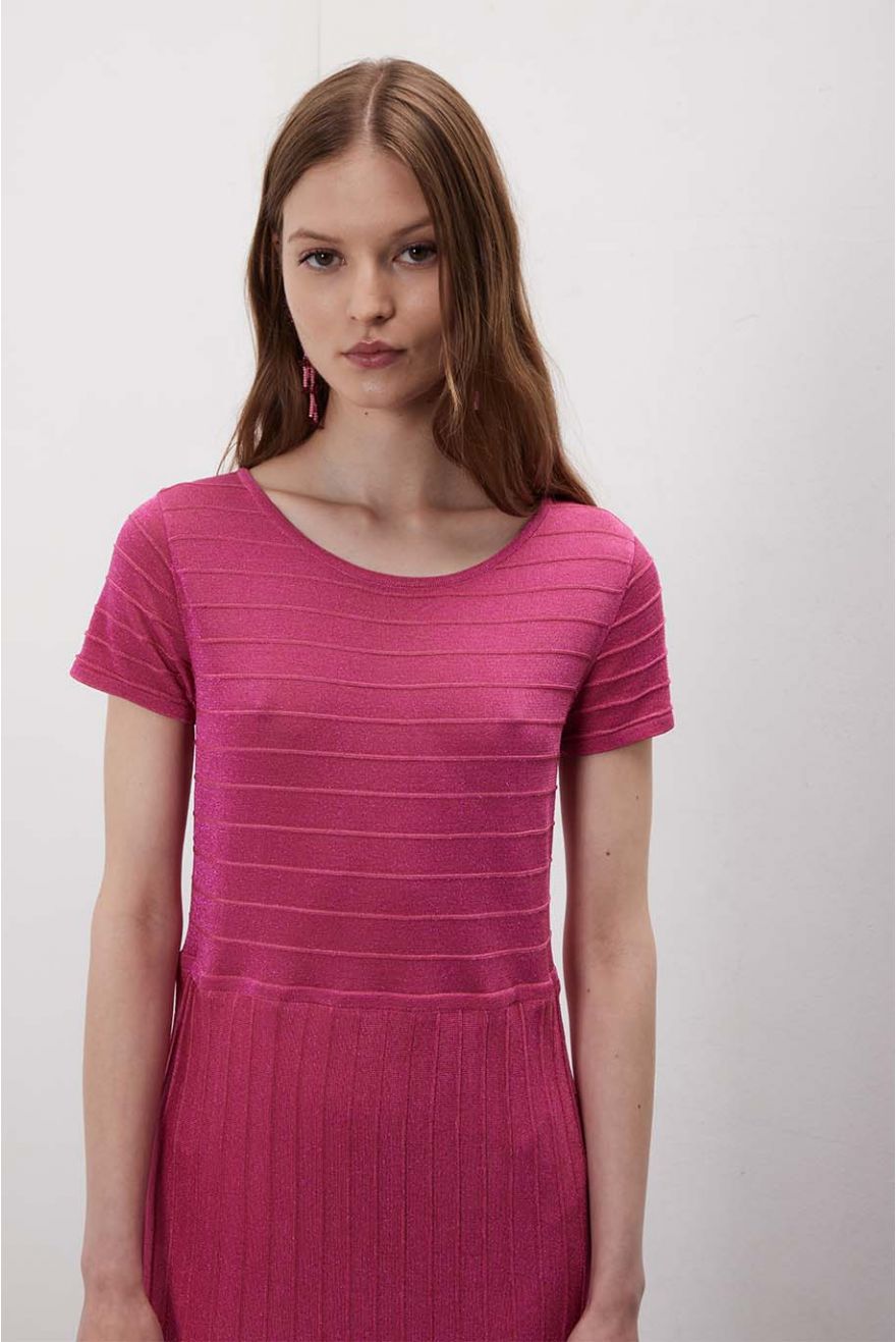 Abito mezza manica plissé fantasia Unita