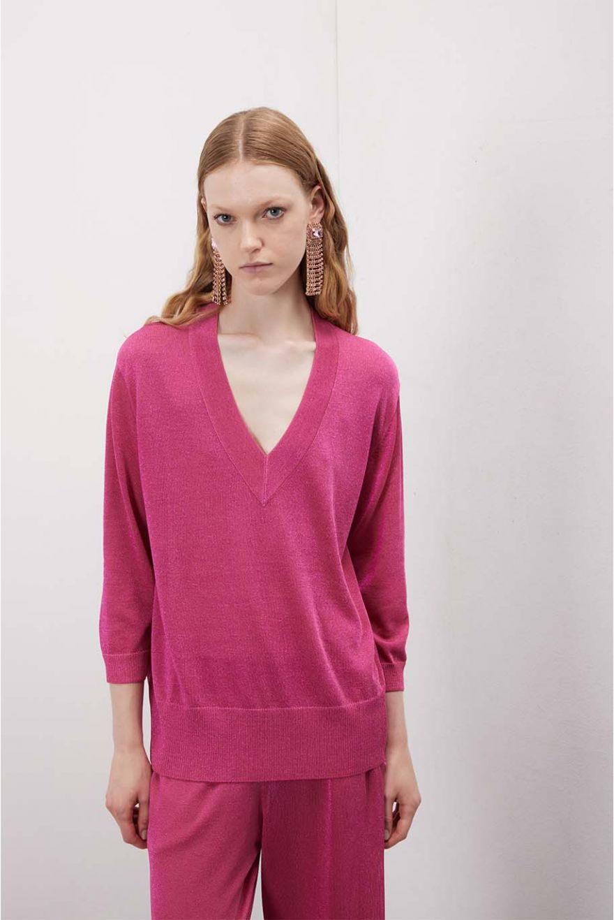 Maglia scollo a V manica 3/4 fantasia Unita