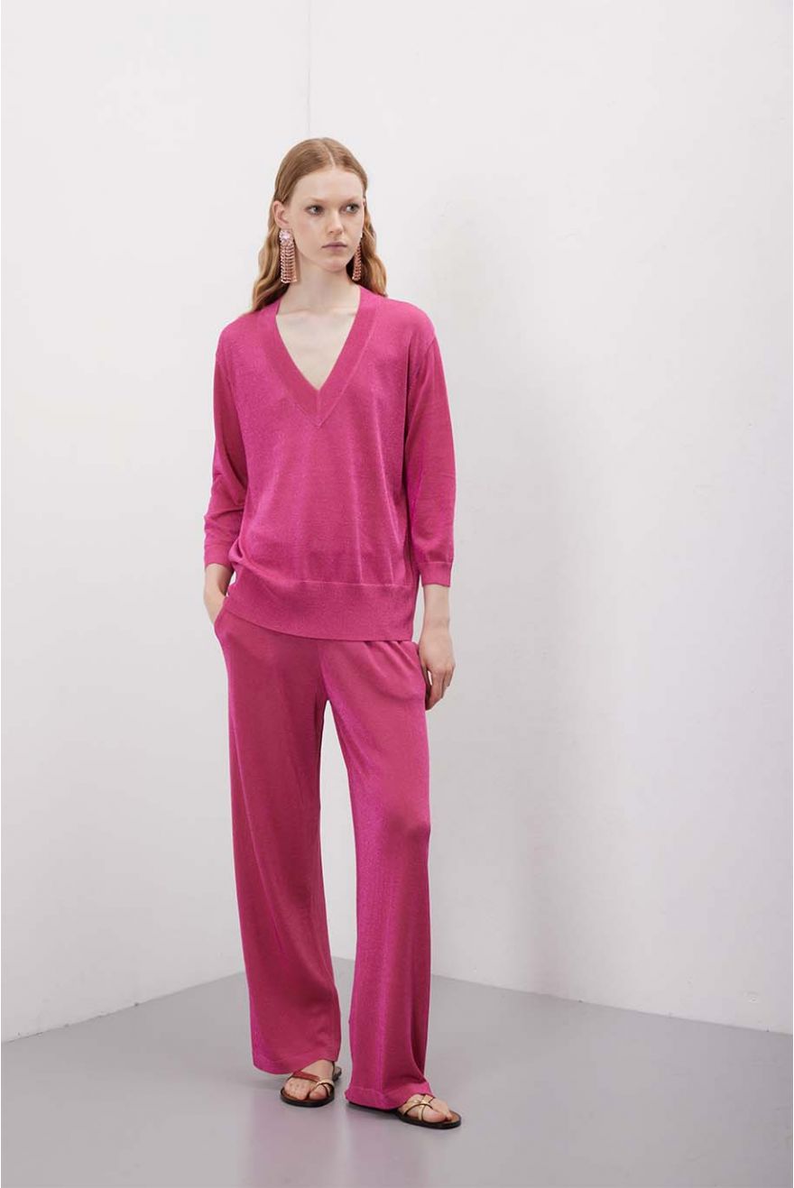 Maglia scollo a V manica 3/4 fantasia Unita