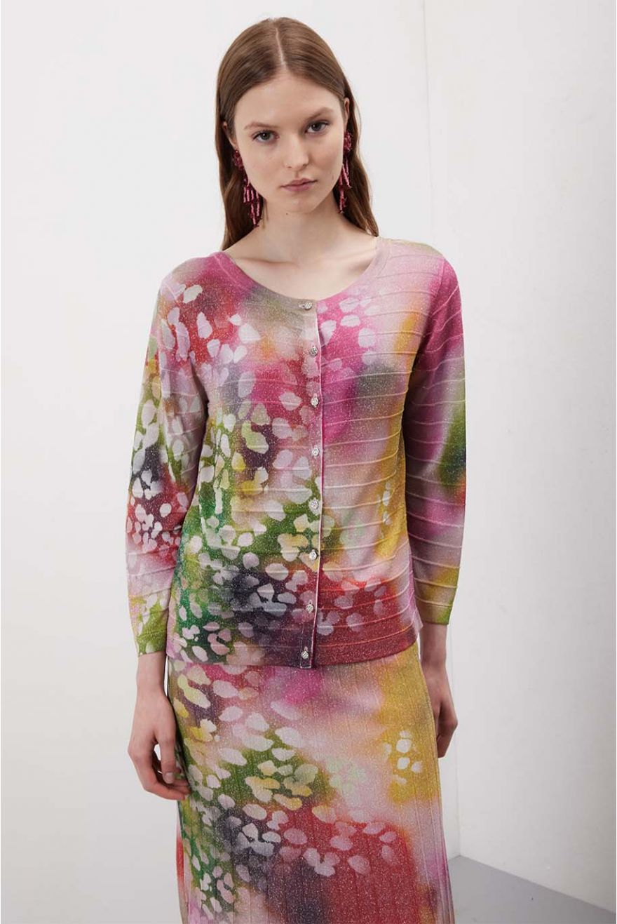 Giacchina plissè manica lunga in pattern Shaded