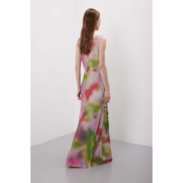 Abito plissè lungo in pattern Shaded