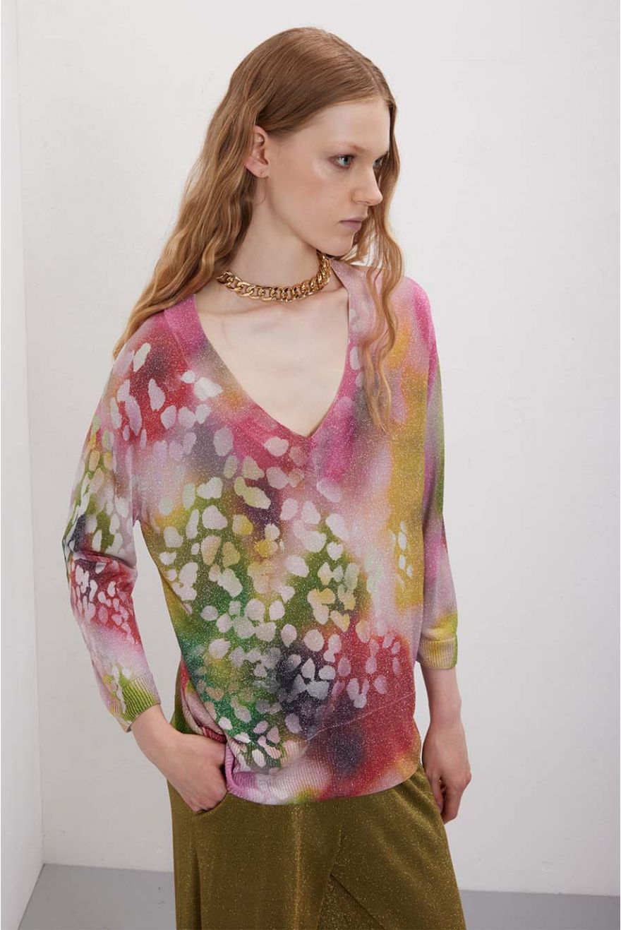 Maglia scollo a V over in pattern Shaded