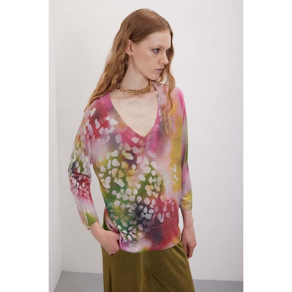 Maglia scollo a V over in pattern Shaded