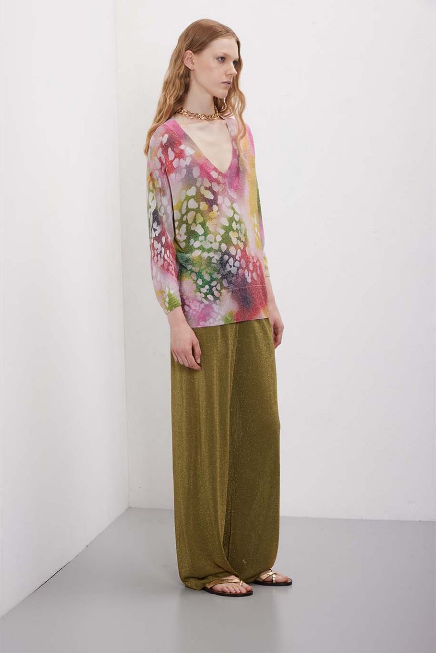 Maglia scollo a V over in pattern Shaded