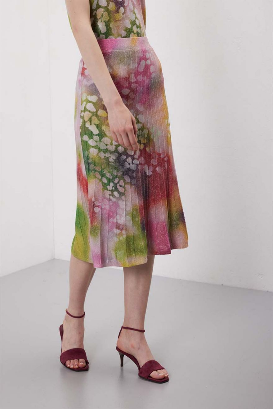 Gonna plissè midi in pattern Shaded