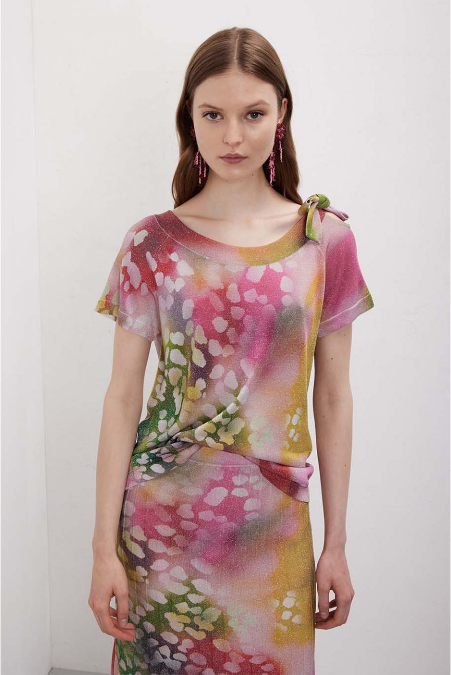 Maglia scollo a barca e manica corta in pattern Shaded