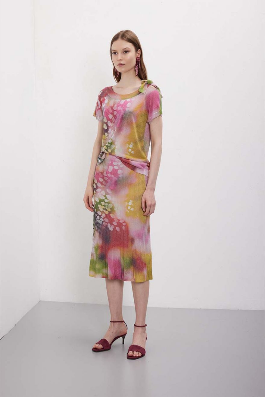 Maglia scollo a barca e manica corta in pattern Shaded