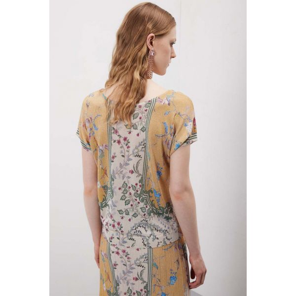 Maglia scollo cuore manica corta in pattern Wallpaper