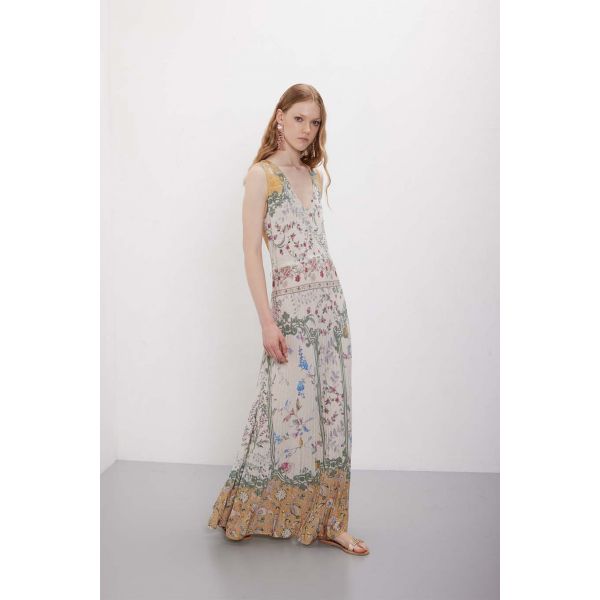 Abito plissé lungo in pattern Wallpaper