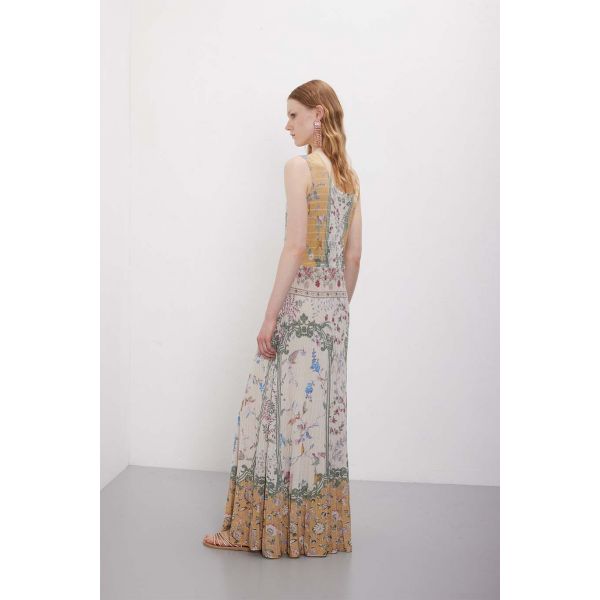 Abito plissé lungo in pattern Wallpaper