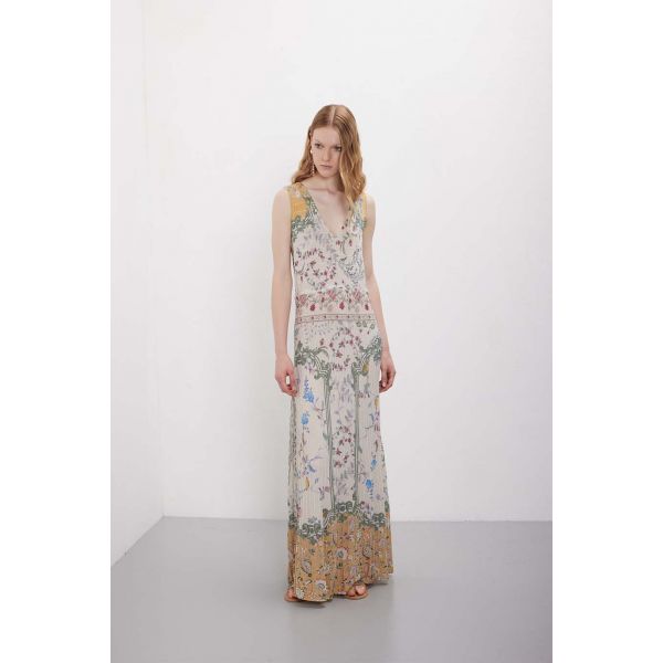 Abito plissé lungo in pattern Wallpaper