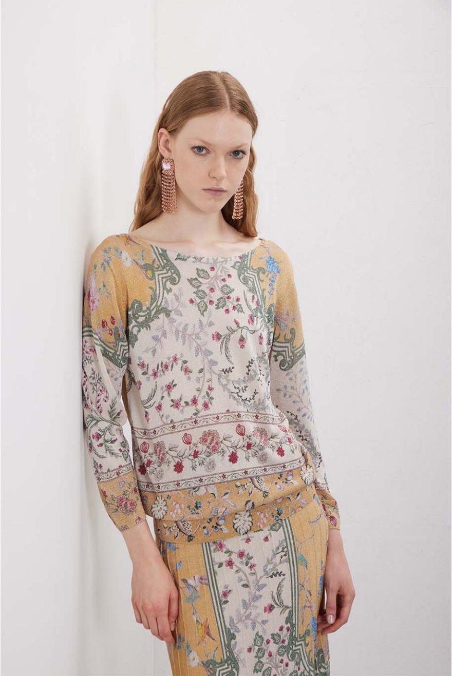 Maglia girocollo manica 3/4 in pattern Wallpaper