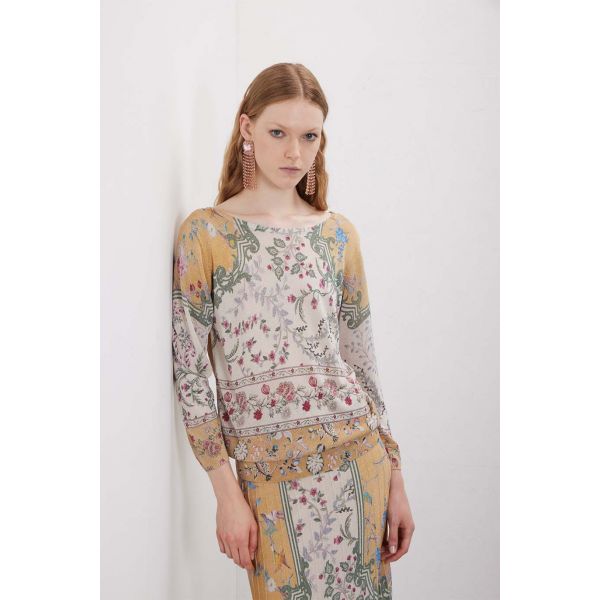 Maglia girocollo manica 3/4 in pattern Wallpaper