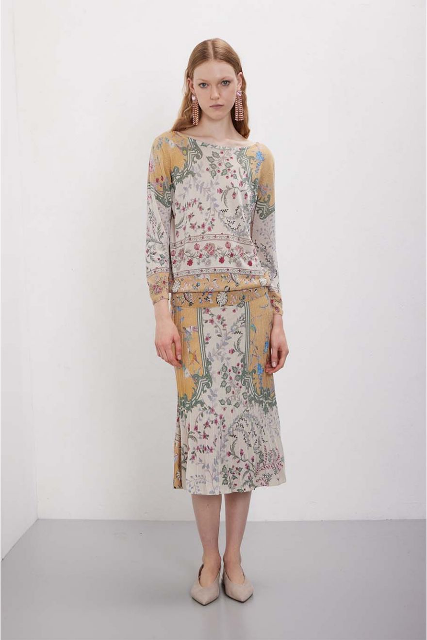 Maglia girocollo manica 3/4 in pattern Wallpaper