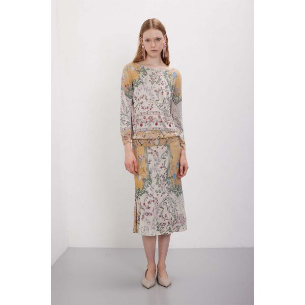 Maglia girocollo manica 3/4 in pattern Wallpaper