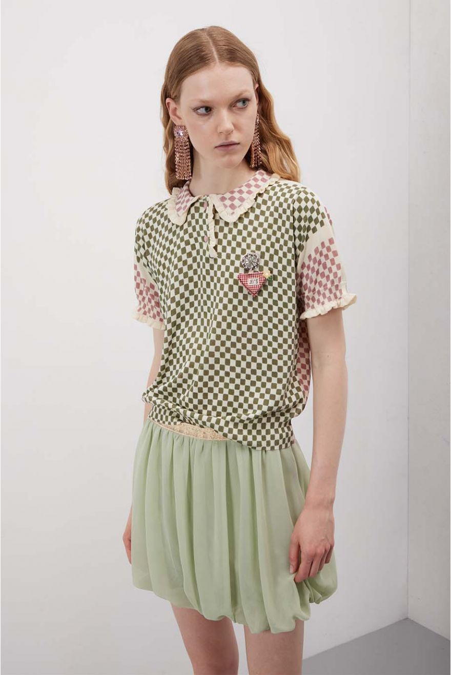 Polo manica corta a quadretti con spilli