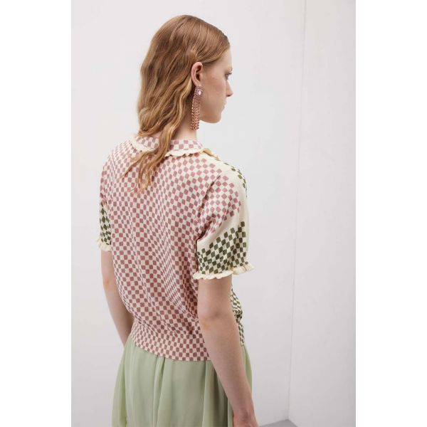 Polo manica corta a quadretti con spilli