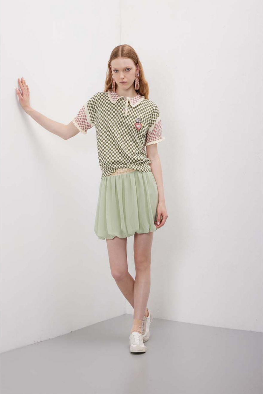 Polo manica corta a quadretti con spilli