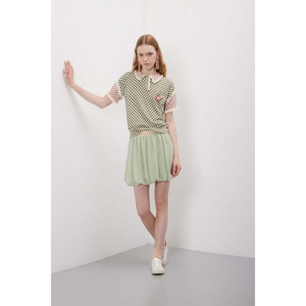 Polo manica corta a quadretti con spilli