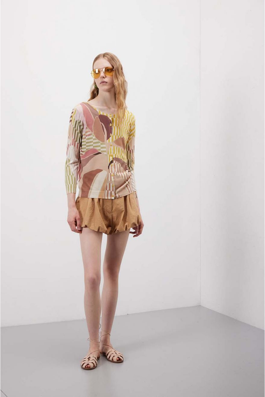 Cardigan manica 3/4 Color Block