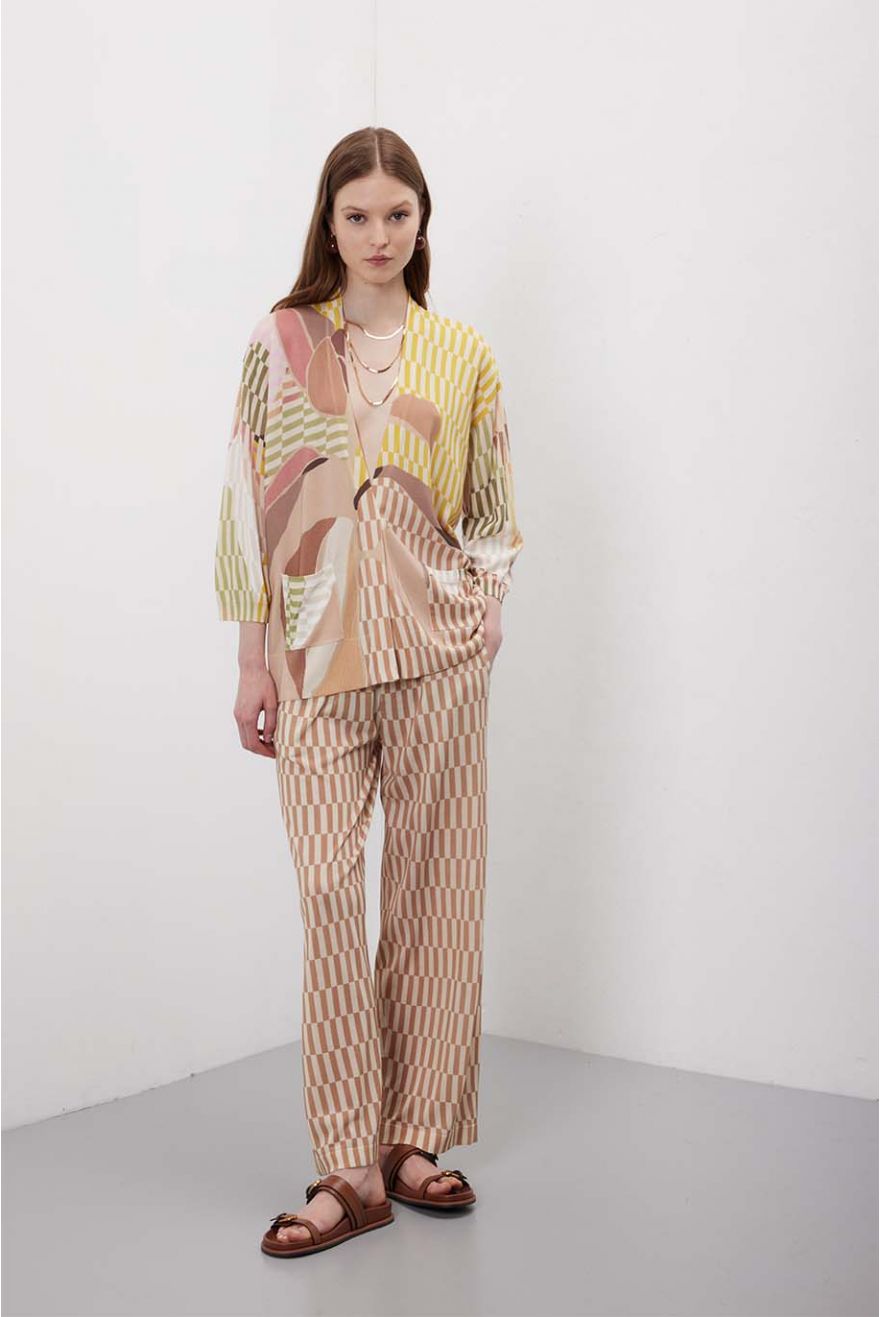 Pantaloni Color Block in maglia