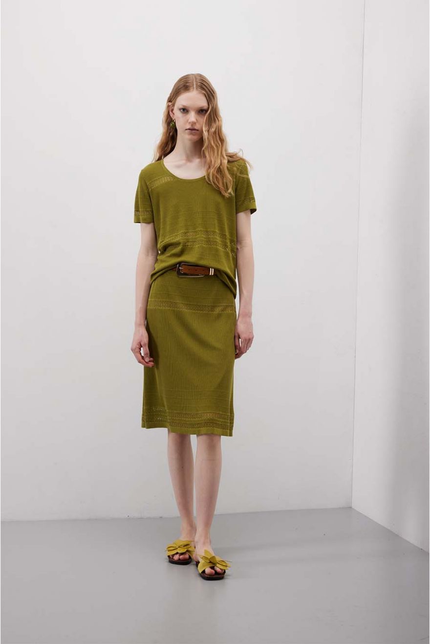 Maglia scollo Madonna in punto Pointelle unito