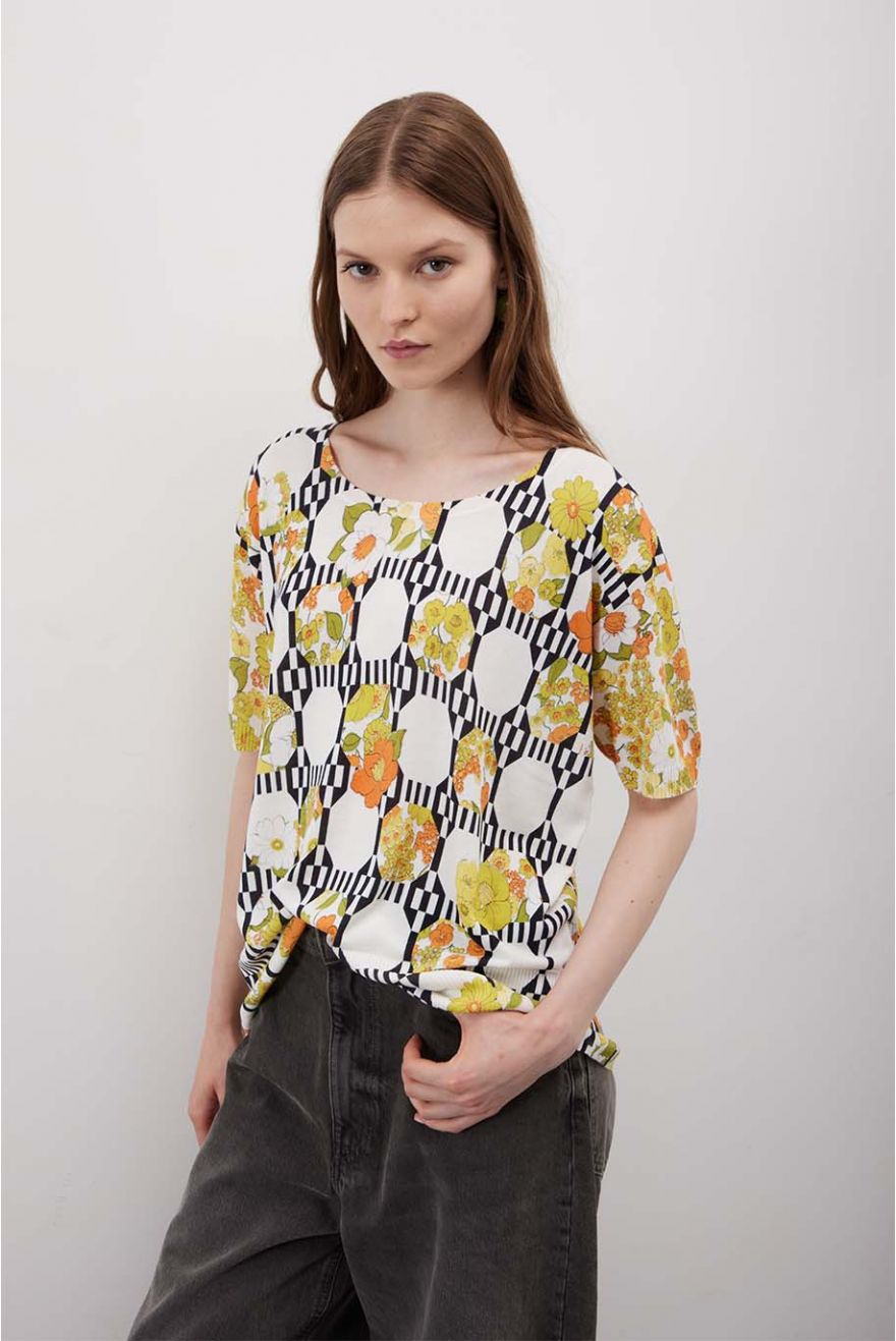 Maglia scollo Madonna over con motivo Seventy