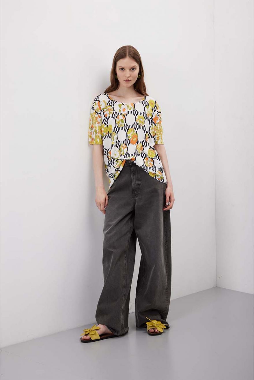 Maglia scollo Madonna over con motivo Seventy