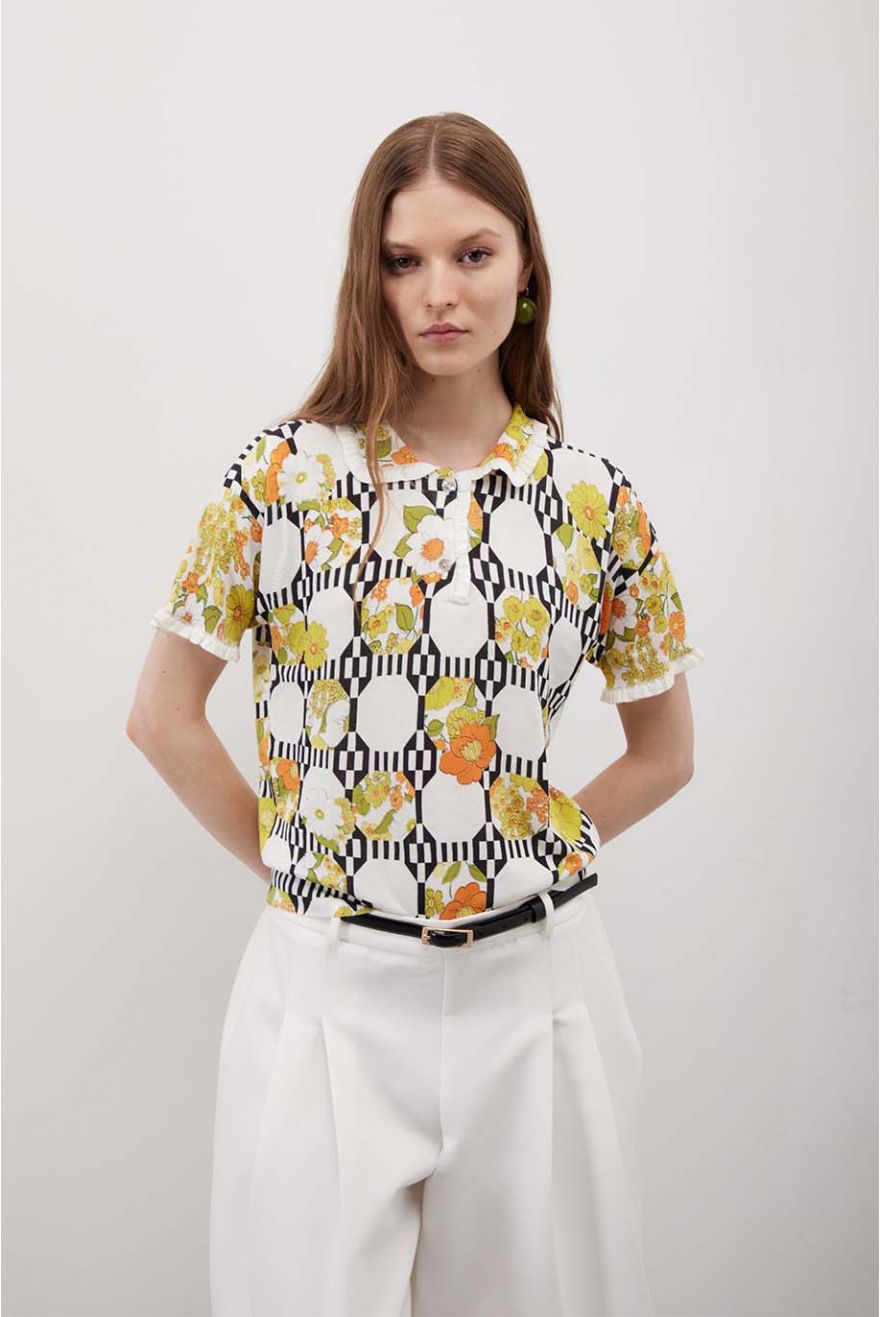 Maglia girocollo mezza manica con motivo Seventy