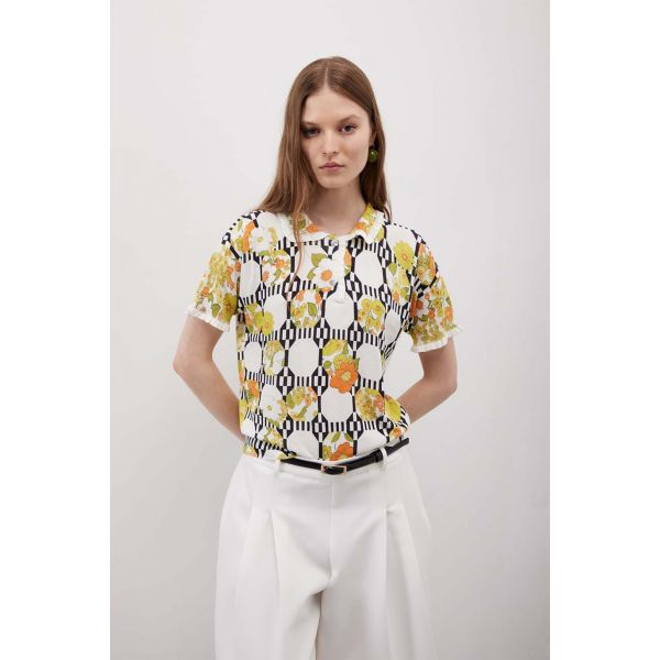 Maglia girocollo mezza manica con motivo Seventy