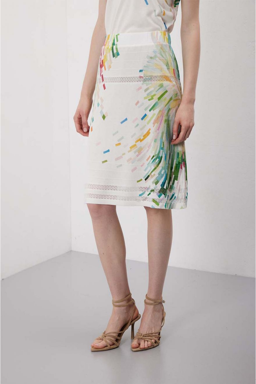 Gonna pointelle con motivo Painting