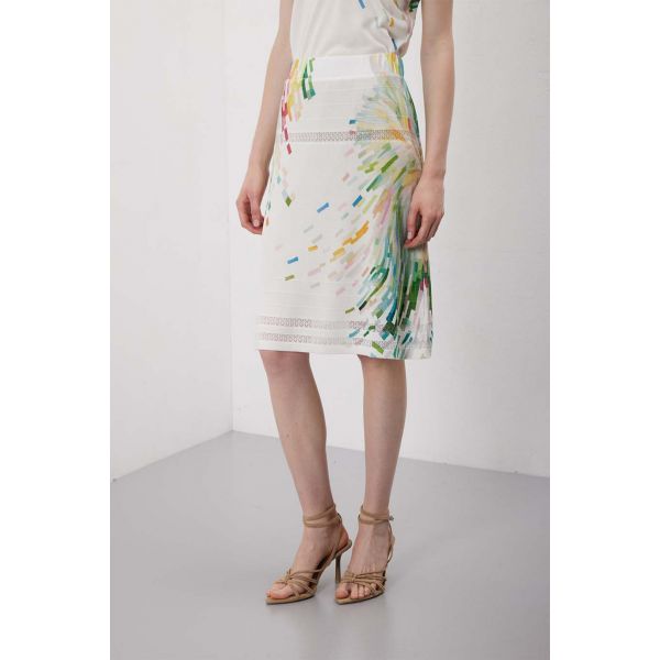 Gonna pointelle con motivo Painting