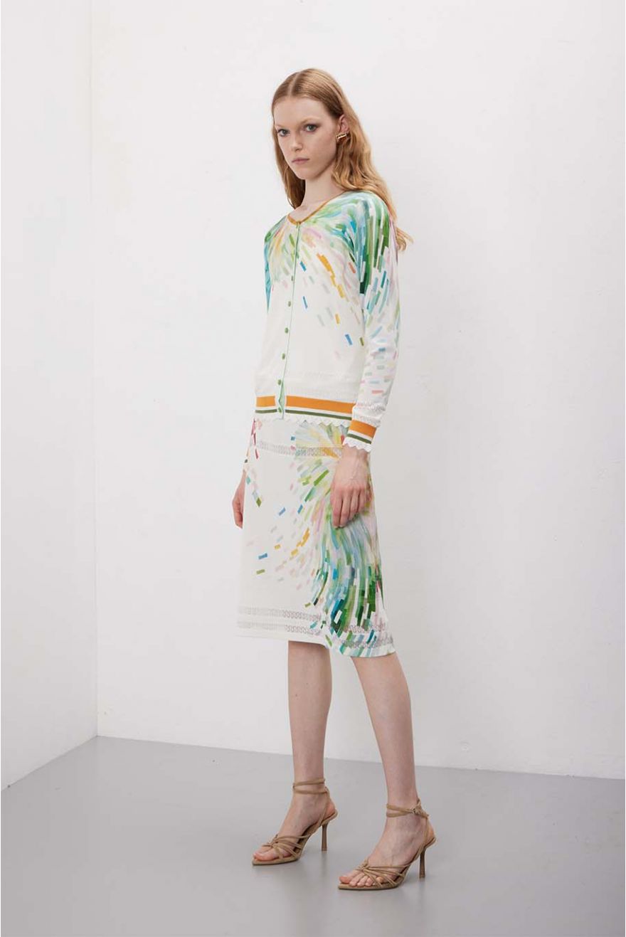 Gonna pointelle con motivo Painting