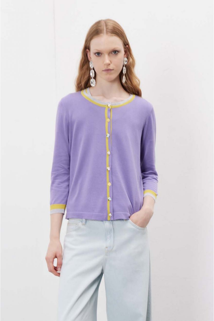 Giacca manica 3/4 con bordi a contrasto